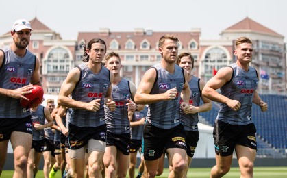 Port Adelaide players training in China