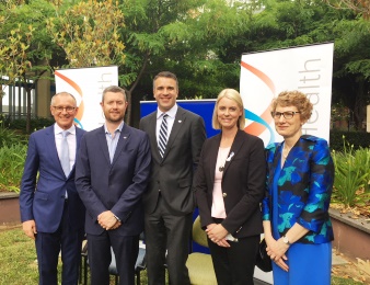 UniSA Vice Chancellor David Lloyd with Premier Jay Weatherill; Minister for Health, Peter Malinauskas; Jenny Richter Director of Allied Health and Nursing Co-Director Catherine McKenna.