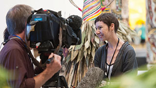 One of the inaugural Samstag scholarship awardees, Ruth McDougall in Brisbane for the 7th Asia Pacific Triennial of Contemporary Art, 2012. Photo courtesy Queensland Art Gallery / Gallery of Modern Art.