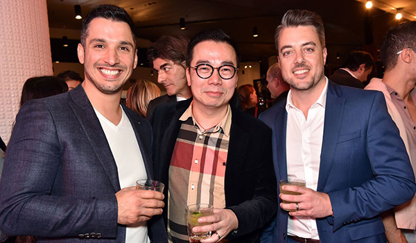Image: Chad (right) with Daniel Cremona and David Loh at a Melbourne restaurant opening