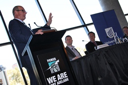 David Koch MCing the panel discussion