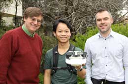 L-R) Wearable Computer Lab head Professor Bruce Thomas, PhD candidate Thuong Hoang and co-director Dr Ross Smith.