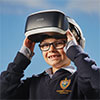 St Joseph’s School Hindmarsh student Sebastion Wallace tests out virtual reality goggles. Photo by David Solm.