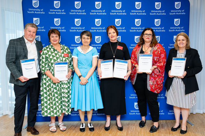 Team – Prof Rachael Vernon, Assoc. Prof Lemuel Pelentsov, Dr Angela Brown, Jenny Fereday, Michelle Kennedy, and Michael Folly ꓲ UniSA Clinical & Health Sciences