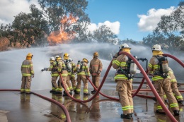 Firefighters battling a bush blaze