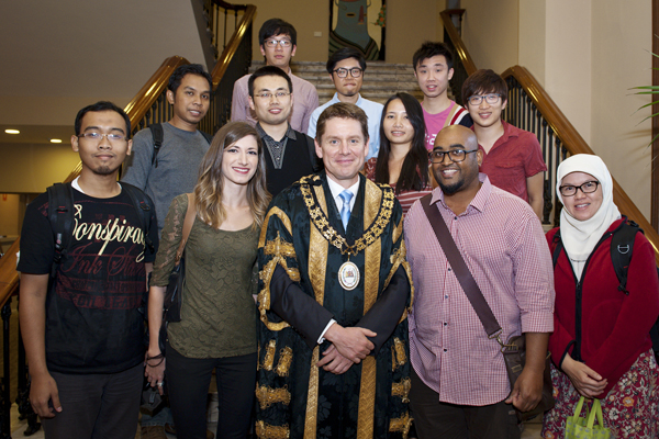 Lord Mayor with a group of international students