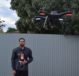 Researcher Ali Al-Naji performing a drone experiment