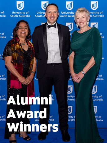 Alumni Award winners Henrietta Marrie AM, Arman Abrahimzadeh OAM and Elaine Bensted
