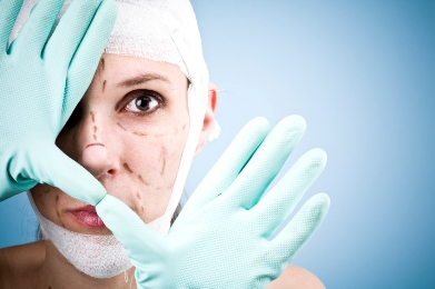 Woman prepared for plastic surgery
