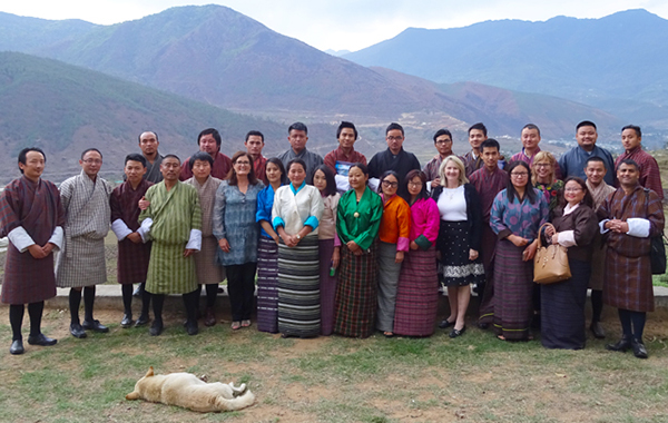 Suzanne and her team in Bhutan on their 2018 trip
