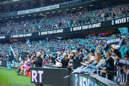 The crowd at a Port Adelaide Football Club game
