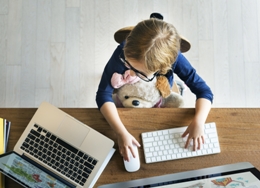 Young girl on a computer. 