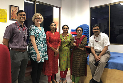 Anne with neonatal unit colleagues at AIMS (Amrita Institute for Medical Sciences) Hospital in Cochin Kerala.