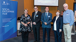Lois Boswell, Reverend Peter Sandeman, Professor Ian Goodwin-Smith, Professor Marie Wilson and Dale West at the launch of the UniSA Social Enterprise Hub