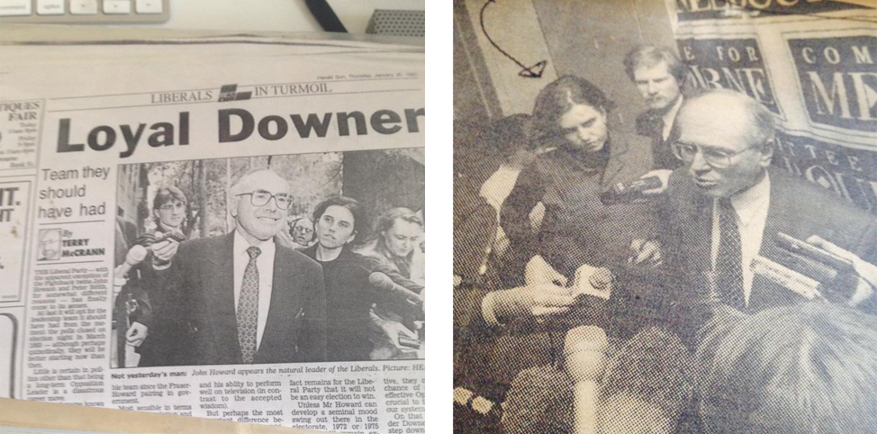 News clippings showing Johanna Jarvis, journalist, up close and personal with then Prime Minister John Howard
