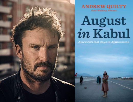 Andrew Quilty with the cover of his book 'August in Kabul'