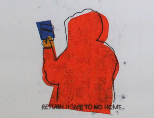 Return Home to No Home, mono print 2023