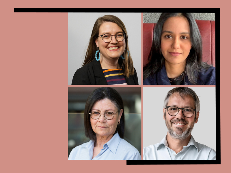 Image: Clockwise from left, Dr Emma Shorts, Associate Professor Priya Chacko, Misha Ketchell, Professor Monica Attard
