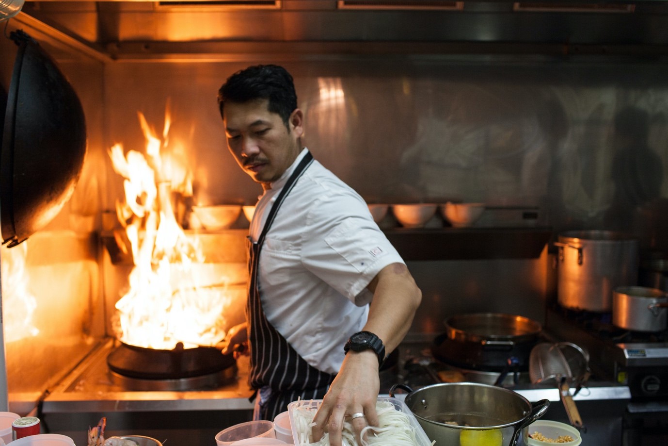 Terry at work in the kitchen at Soi38, Pulteney Street, Adelaide. 