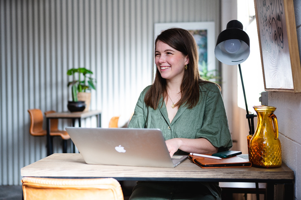 Lauren Crago at her desk