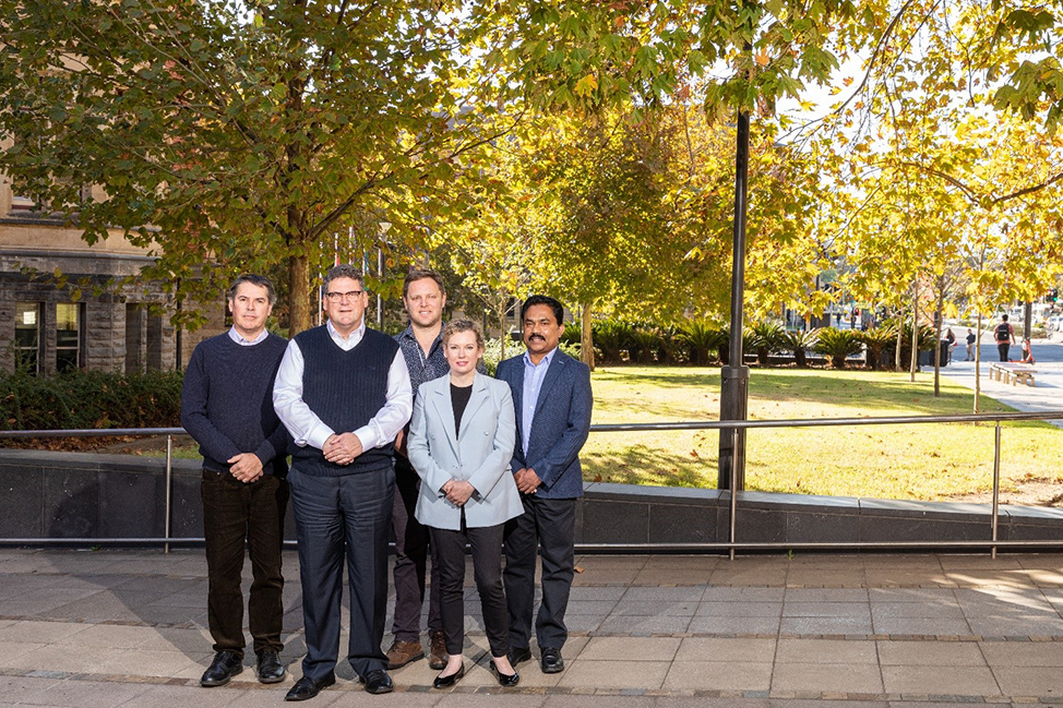 Dr Brenton Hordacre (centre) and his fellow mental health researchers as part of UniSA’s Enterprising Minds for Mental Health