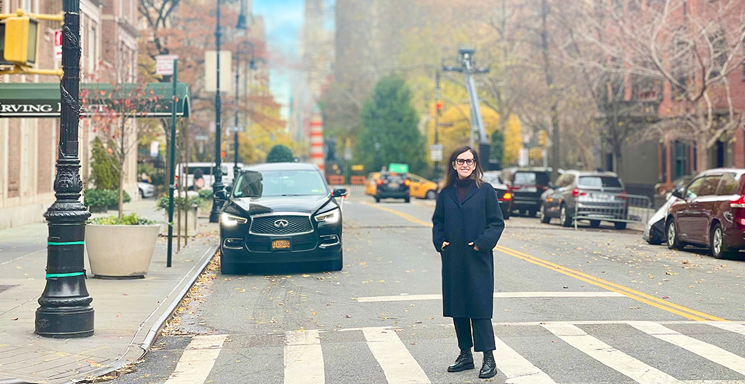 Joh Jarvis standing on the pedestrian crossing on 19th Avenue New York City