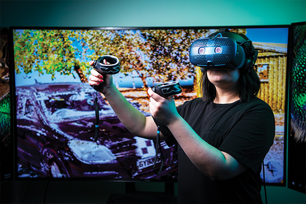 A person using a VR system