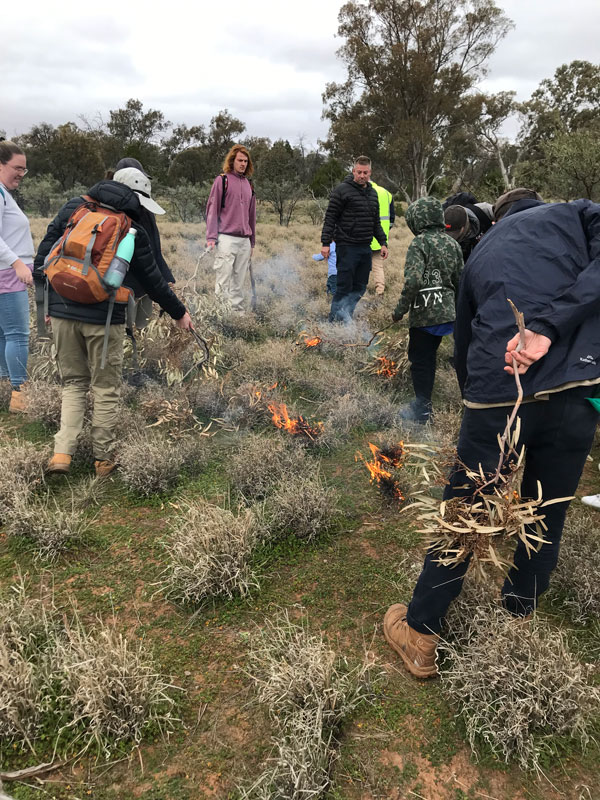 Travis Thomas leading a cultural burn. Photo by Professor Delene Weber. Finalist (Teaching category) in the Images of Research & Teaching photo competition 2022.