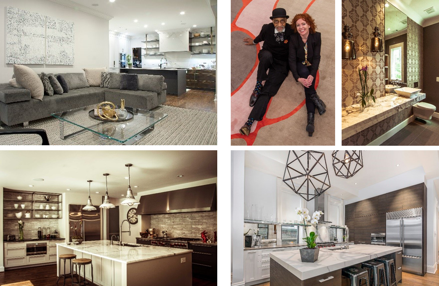 Clockwise from top-left: Pipa Bradbury’s 2019 Schuster Residence Sub-Zero Wolf kitchen winner featuring her Aurora sofa; A new rug venture with artist Robert E. Paige; 2013 McLeod Atlanta bathroom; 2014 McLeod Atlanta kitchen and gold award at ASID Design Excellence Awards; 2018 ASID gold award winner, Chicago Webster kitchen
