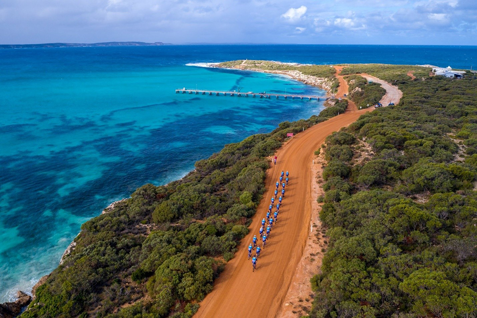 A 2019 SADT Team peloton on Kangaroo Island last Tour