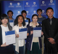 Ken Wang with scholarship recipients
