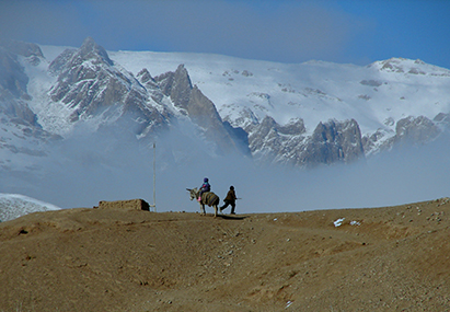 Playing children on the hill in Bamyan, Afghanistan