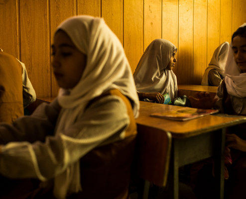 Photography, Andrew Quilty. Grade Two girls in class five weeks after the Taliban took control of Afghanistan in its entirety. It was the first week back at school after the takeover, but girls from grades 7 to 12 were excluded from returning to their studies. 