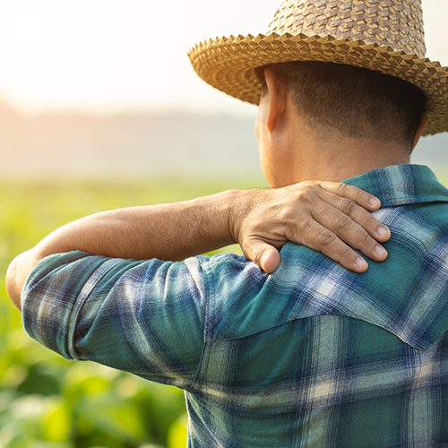 farmer with a sore neck