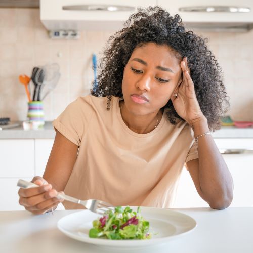 Woman refusing to eat