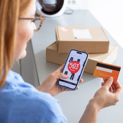 Young woman shopping online