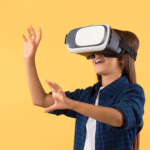child using VR headset