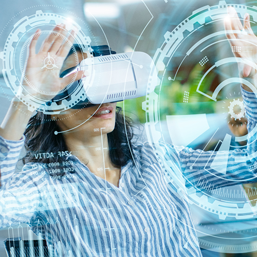 woman engineering using VR to work through an engineering task