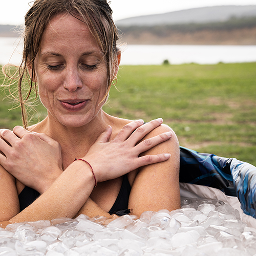 woman in ice bath