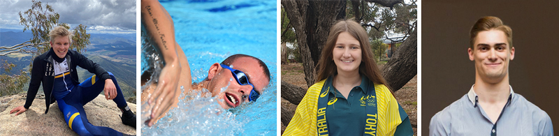 (L-R) Alex Porter, Kyle Chalmers, Katarina Kowplos and Matthew Glaetzer