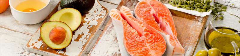 Foods rich in omega-3 polyunsaturated fatty acids, like salmon and avocado