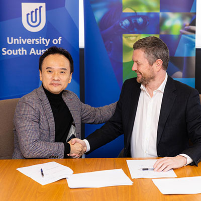 MindChamps CEO David Chiem pictured with UniSA Vice Chancellor Prof David Lloyd.