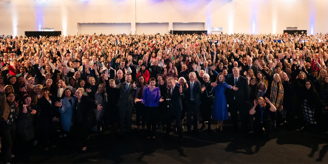 More than 3000 staff from UniSA and the University of Adelaide came together for the launch of the logo for the new Adelaide University.