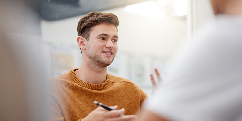 A student chatting