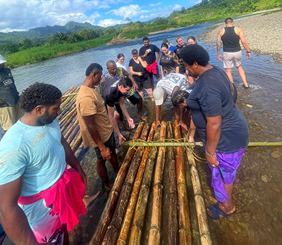 Students taking part in traditional Pacific Islander voyaging culture. 